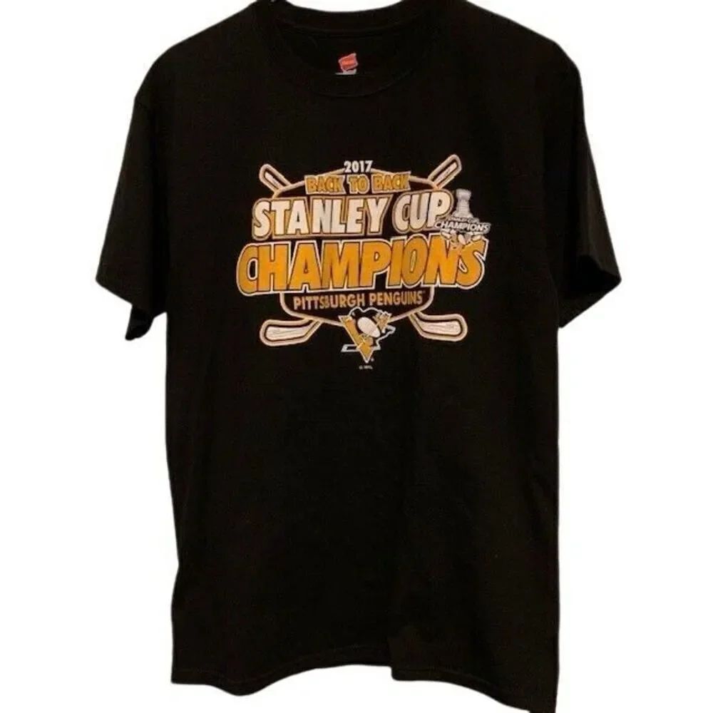 PITTSBURGH PENGUINS 2017 BACK TO BACK STANLEY CUP SIZE MEDIUM T-SHIRT